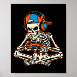 Poster Halloween Squelette Joueur Vidéo Jeu Garçons Homme