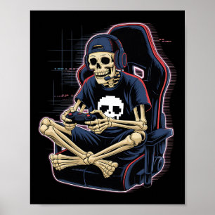 Poster Halloween Squelette Joueur Vidéo Jeu Garçons Homme