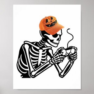 Poster Halloween Squelette Joueur Vidéo Jeu Hommes Garçon
