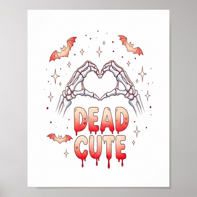 Poster halloween Squelette Mains Coeur, chauves-souris et (Devant)