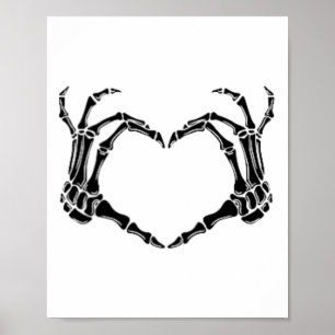 Poster Halloween Squelette Mains de coeur