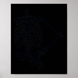 Poster Halloween squelette noir main sur Hip
