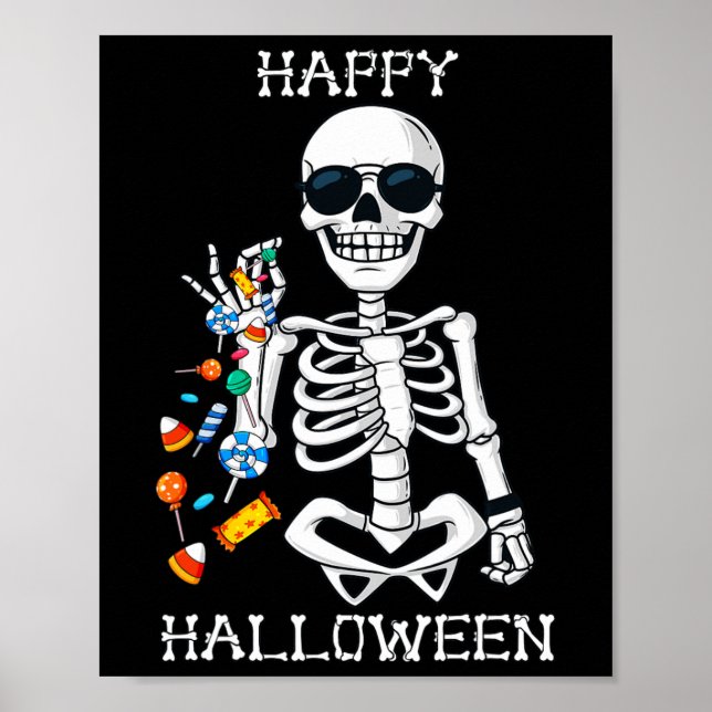 Poster Halloween Squelette Saler Candy Fun (Devant)