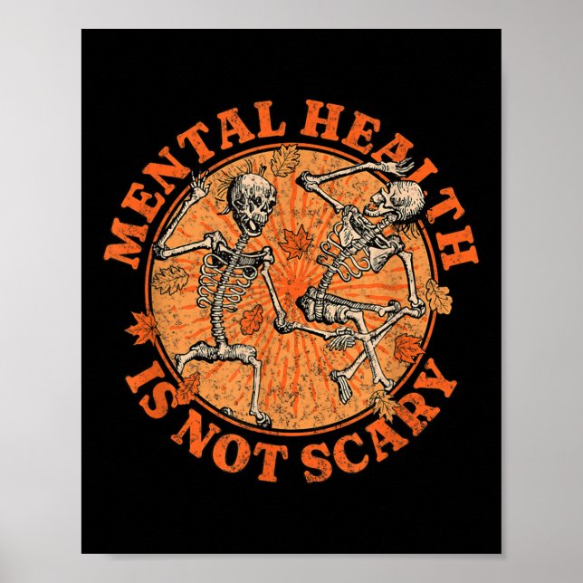 Poster Halloween Squelette santé mentale Prévention du su (Devant)