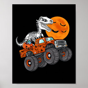 Poster Halloween Squelette T Rex Monster Camion Garçons T