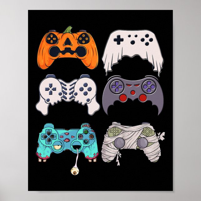Poster Halloween Squelette Zombie Contrôleurs de jeu mama (Devant)