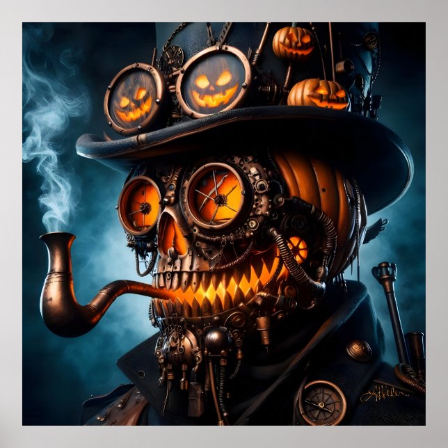 Poster Halloween Steampunk Gothique Jack-O-Lantern (Devant)