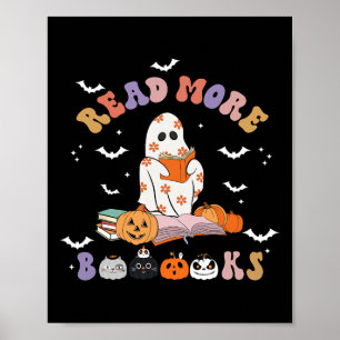 Poster Halloween Super Lire plus Livres mignon Boo Ghost 