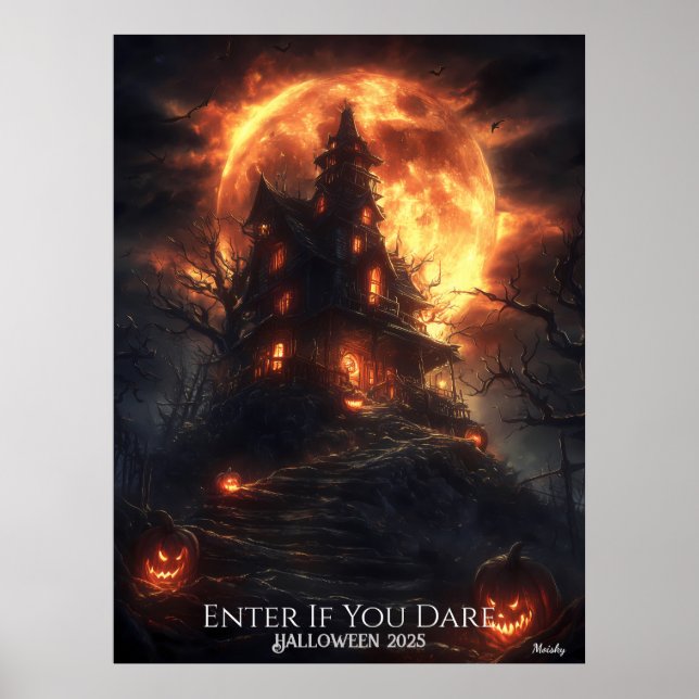 Poster Halloween sur la colline de la lune hantée (Devant)