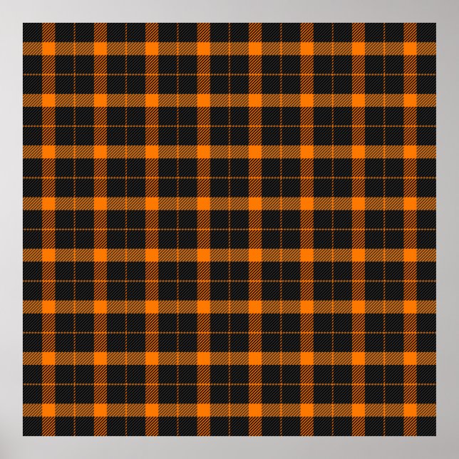 Poster Halloween Tartan plaid. Scottish pattern in orange (Devant)
