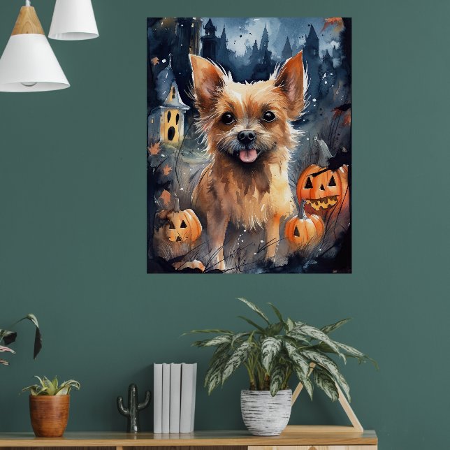 Poster Halloween Terrier Australien Avec Peur Citrouille (Salon 1)