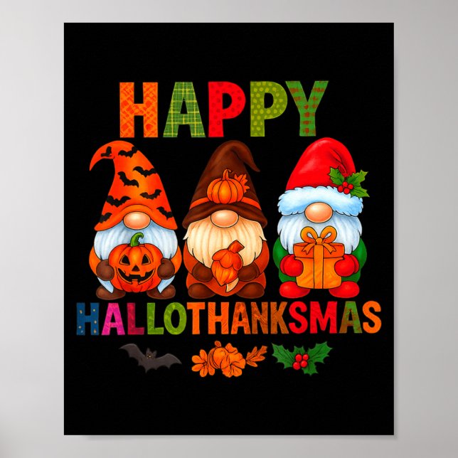 Poster Halloween Thanksgiving Christmas Happy Hallothanks (Devant)