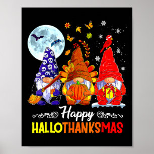 Poster Halloween Thanksgiving Noël Joyeux Hallomerci