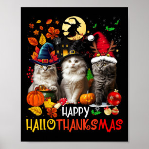Poster Halloween Thanksgiving Noël Joyeux Hallomerci
