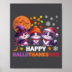 Poster Halloween Thanksgiving Noël Joyeux Hallomerci