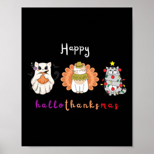 Poster Halloween Thanksgiving Noël Joyeux Hallomerci