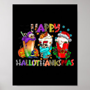 Poster Halloween Thanksgiving Noël Joyeux Hallomerci