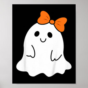 Poster Halloween Toddler Fantôme Avec Une Bow Filles Hall