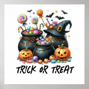 POSTER HALLOWEEN TRICK OU TRAITEMENT