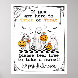 Poster Halloween Trick ou Treat ghosts signe de bonbons p