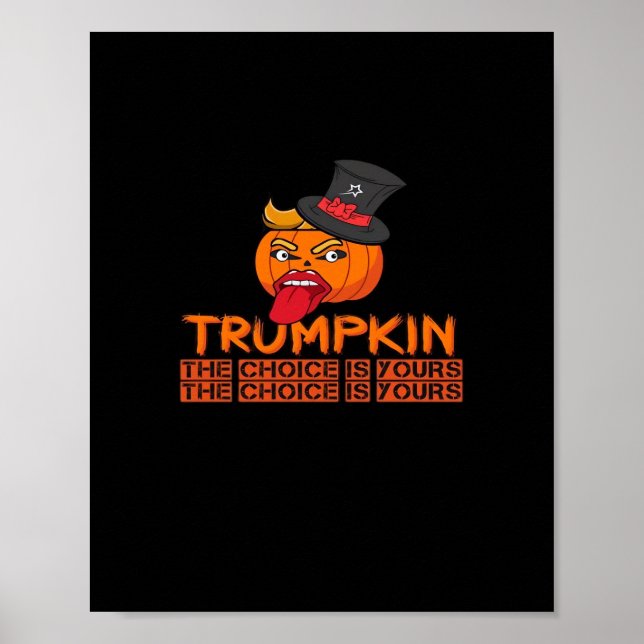 Poster Halloween Trumpkin éffrayant Haut Chapeau et langu (Devant)