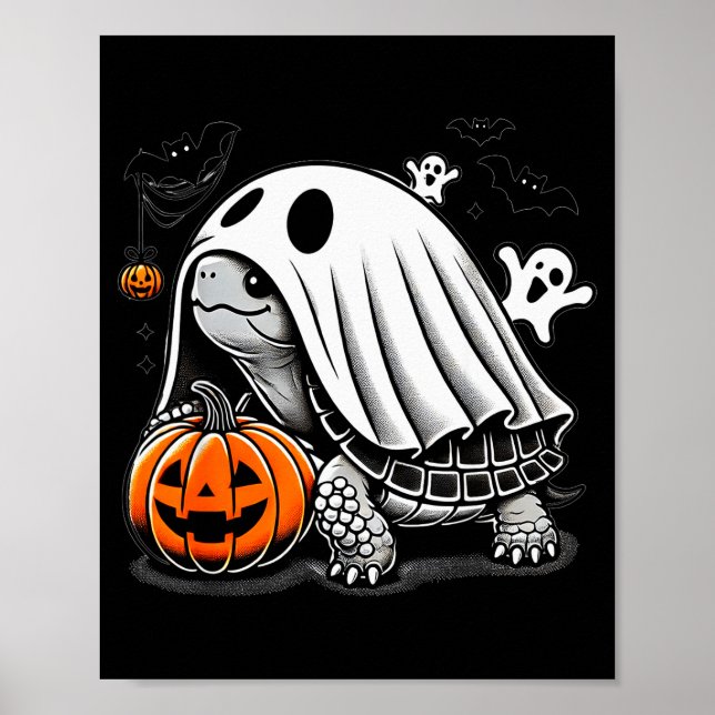Poster Halloween Turtle Ghost Pumpkin Costume Terran Tort (Devant)