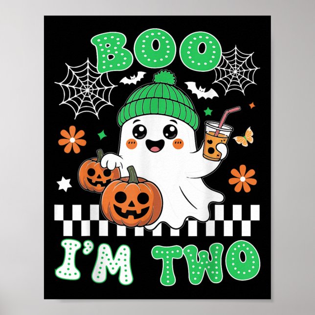Poster Halloween Two Birthday Boo Im Two Groovy Birthday  (Devant)