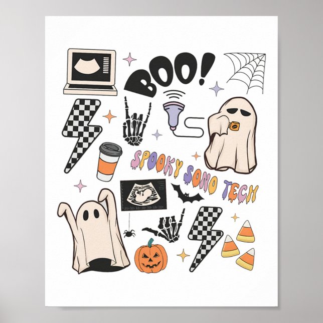 Poster Halloween Ultrasound Tech Automne Sonographe Autom (Devant)