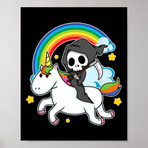 Poster Halloween Unicorn Costume Grim Reaper équitation U