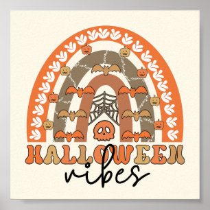 Poster Halloween Vibes Boho Arc-en-ciel Automne Halloween