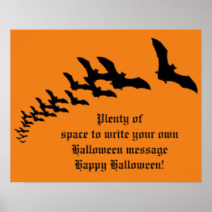 Poster Halloween vintage avec une vague de chauves-souris