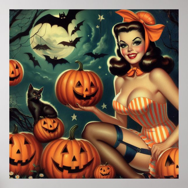 Poster Halloween vintage vers le haut (Devant)