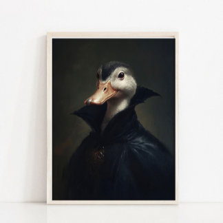 Poster Halloween Wall Art, Halloween Duck Vintage Print,