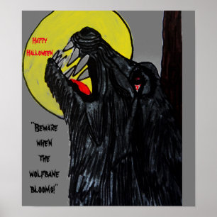 Poster HALLOWEEN WEREWOLF ATTENDEZ L'affiche LUNE