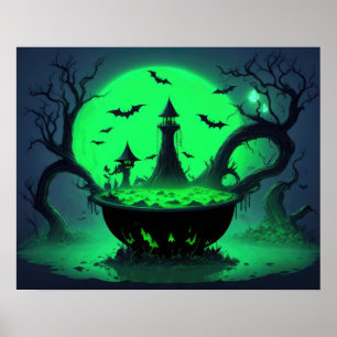 Poster Halloween Witch Cauldron
