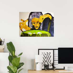POSTER HALLOWEEN WITCH ET SON CAULDRON