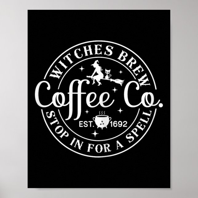 Poster Halloween Witch Motif - Sorcières Brew Coffee And  (Devant)