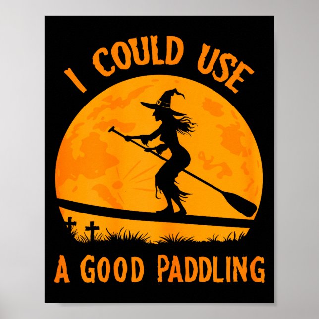 Poster Halloween Witch Paddleboarder Sup Standup Paddling (Devant)