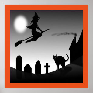 POSTER HALLOWEEN WITCH SILHOUETTE