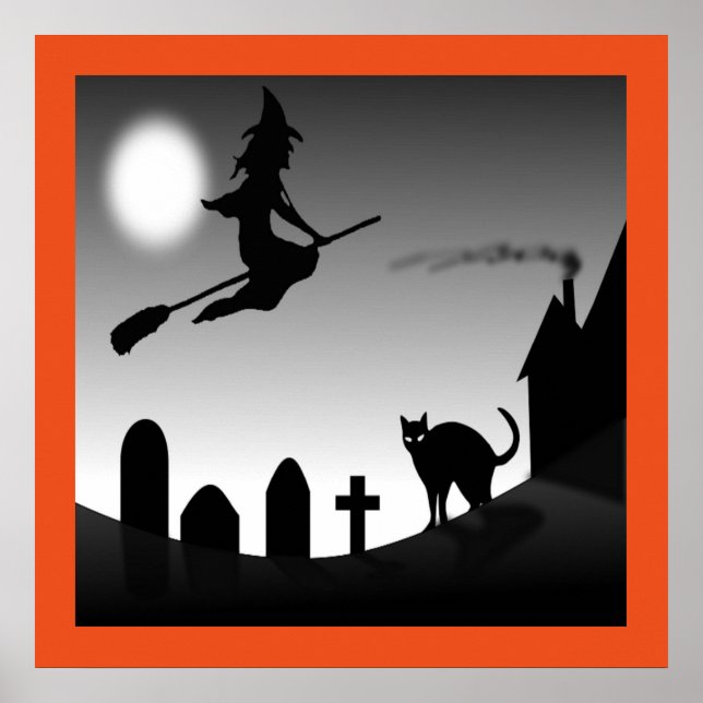 POSTER HALLOWEEN WITCH SILHOUETTE (Devant)