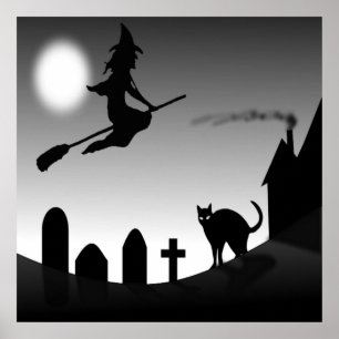 POSTER HALLOWEEN WITCH SILHOUETTE