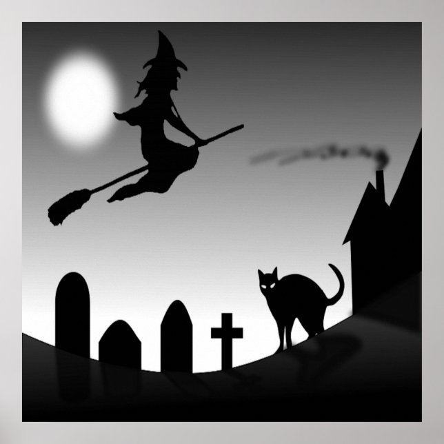 POSTER HALLOWEEN WITCH SILHOUETTE (Devant)