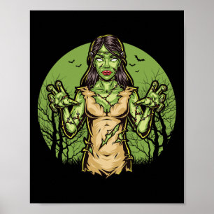 Poster Halloween Zombie éffrayant amusant Halloween effra