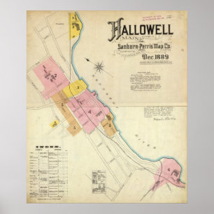 Poster Hallowell, comté de Kennebec, et le Maine