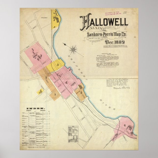 Poster Hallowell, comté de Kennebec et Maine (Devant)