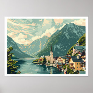 Poster Hallstatt, Autriche Vintage