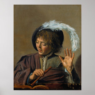 Poster Hals - Chanteur Garçon Avec Flûte