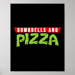 Poster Haltères et pizza drôle de thème de tortue mignonn