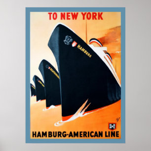 Poster Hambourg 1927 à l'affiche de bateau de New York