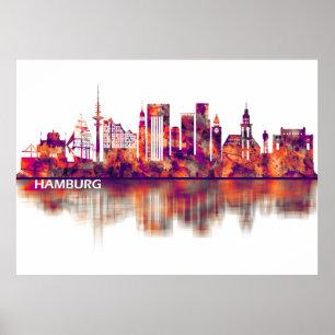 Poster Hambourg Allemagne Skyline